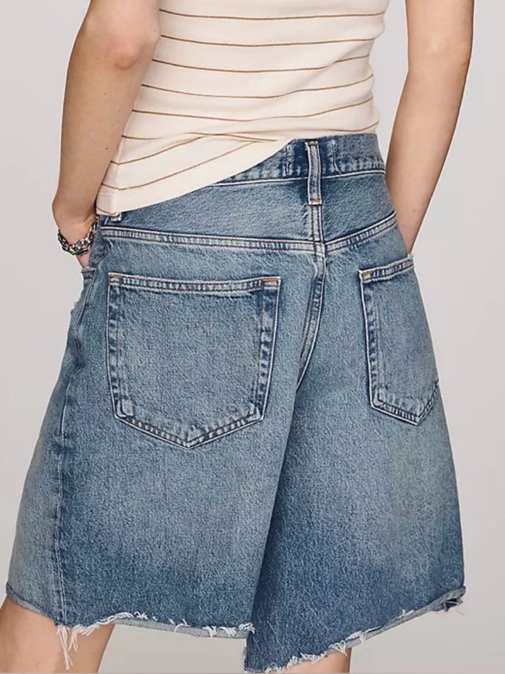 Pilcro by Anthropologie High-Rise Denim Bermuda Raw Hem Shorts Size 18W - Picture 3 of 7